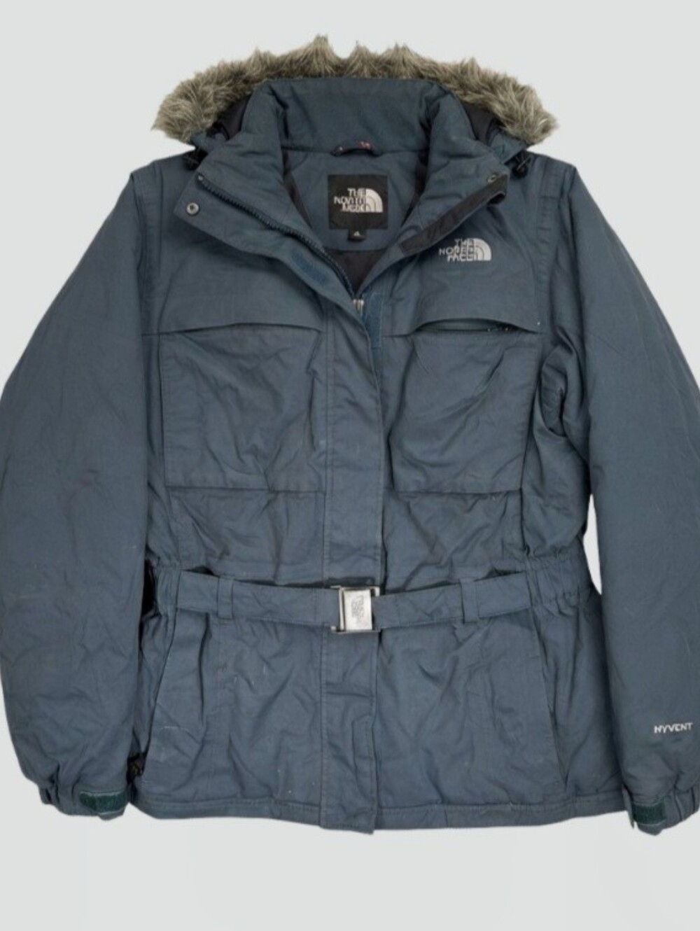 The North Face Women's Large HyVent Faux Fur Hooded Belted Parka Jacket